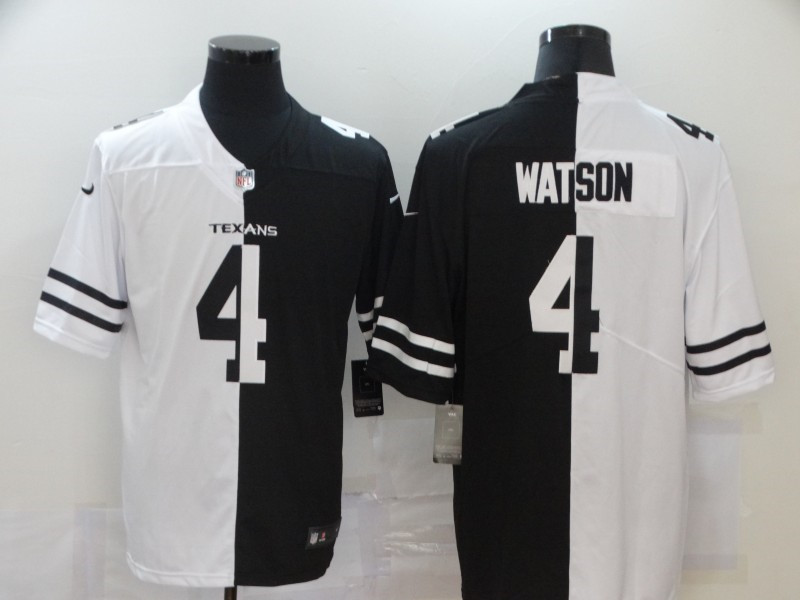 Nike Texans 4 Deshaun Watson Black And White Split Vapor Untouchable Limited Jersey