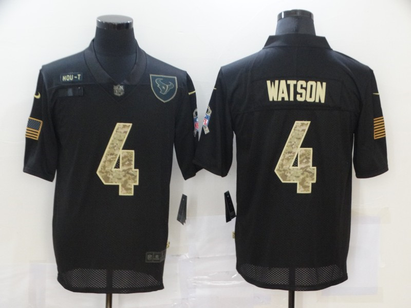 Nike Texans 4 Deshaun Watson Black Camo 2020 Salute To Service Limited Jersey