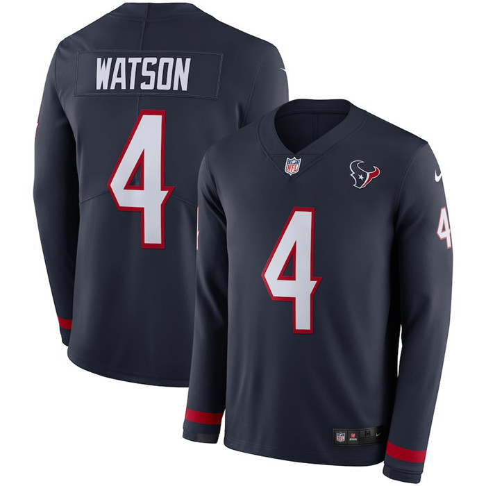  Texans 4 Deshaun Watson Navy Long Sleeve Limited Jersey