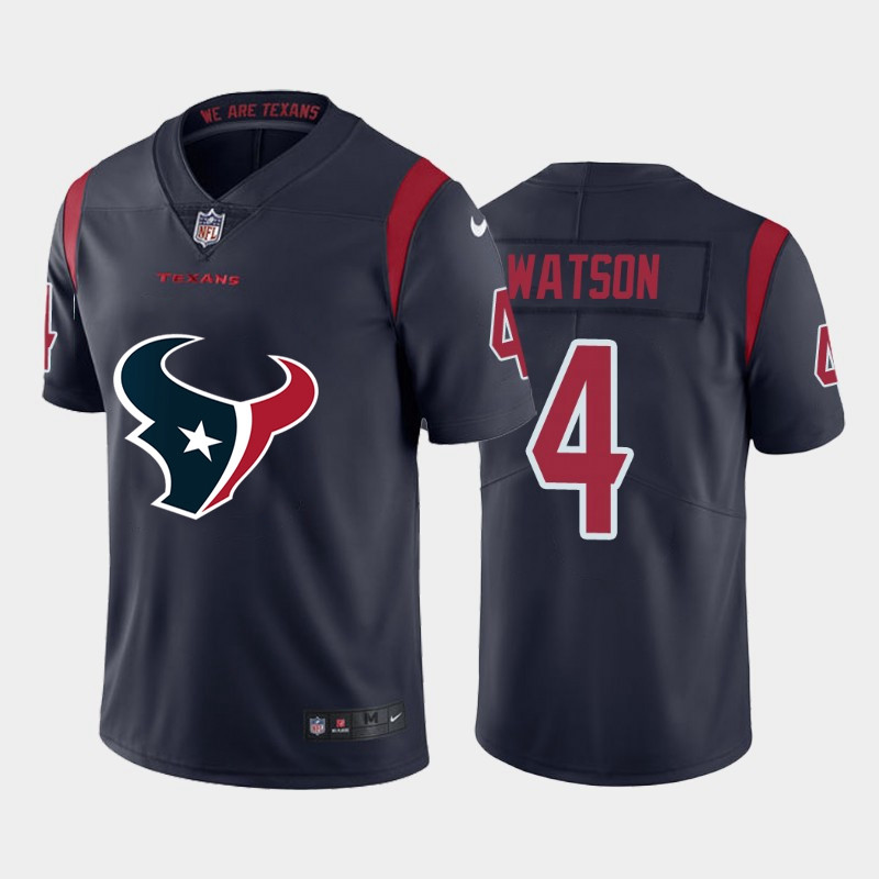 Nike Texans 4 Deshaun Watson Navy Team Big Logo Color Rush Limited Jersey
