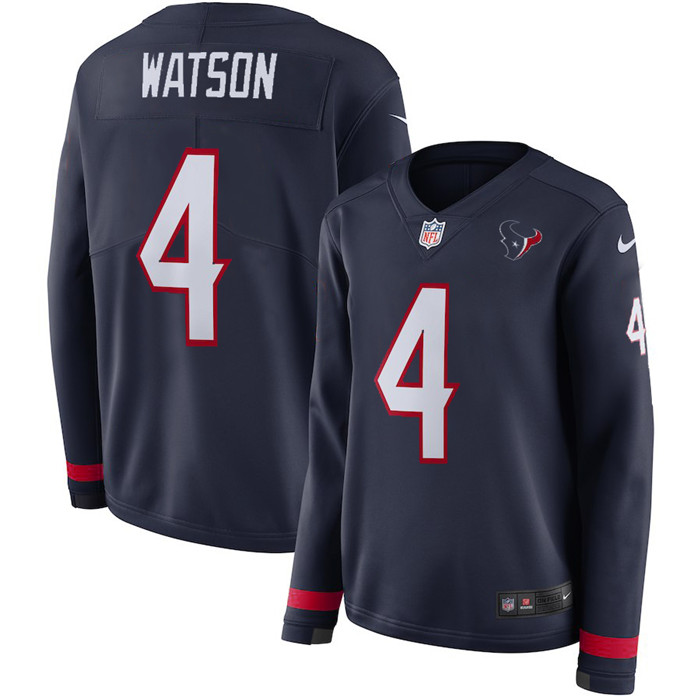  Texans 4 Deshaun Watson Navy Women Long Sleeve Limited Jersey