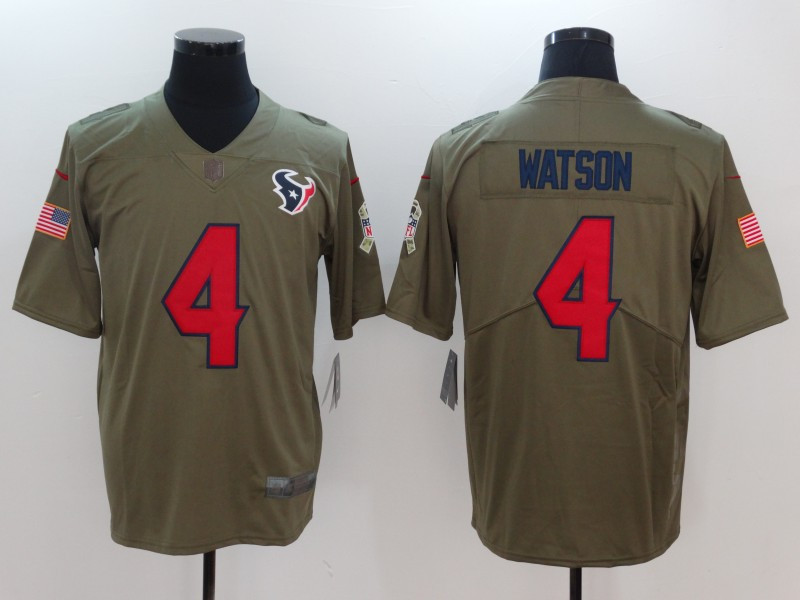  Texans 4 Deshaun Watson Olive Salute To Service Limited Jersey