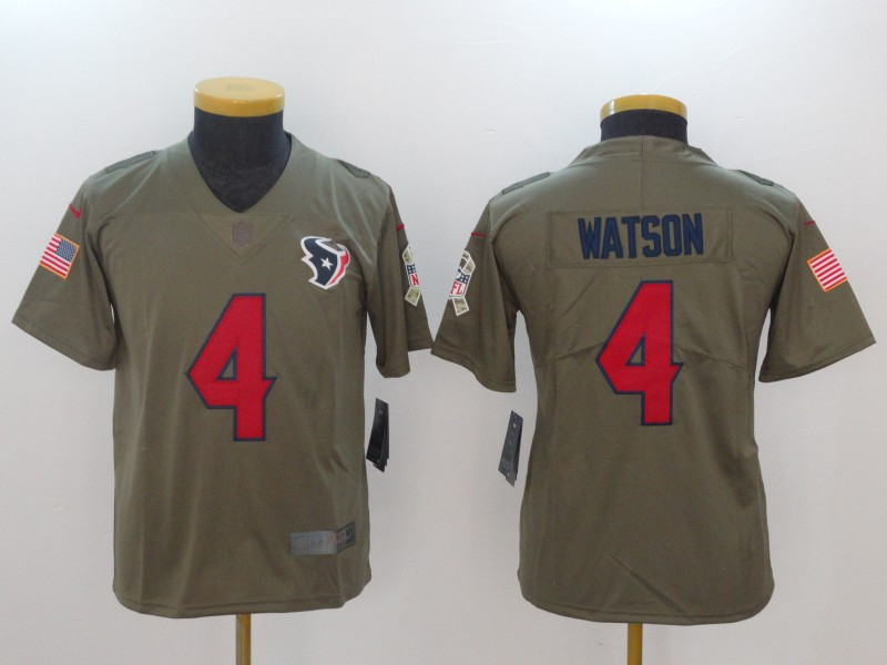  Texans 4 Deshaun Watson Olive Youth Salute To Service Limited Jersey