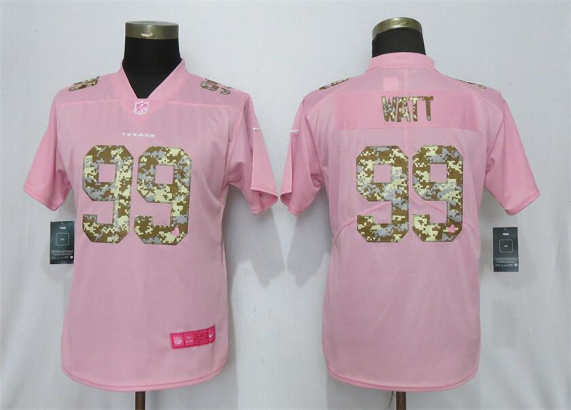 Nike Texans 99 J.J. Watt Pink Camo Fashion Women Limited Jersey