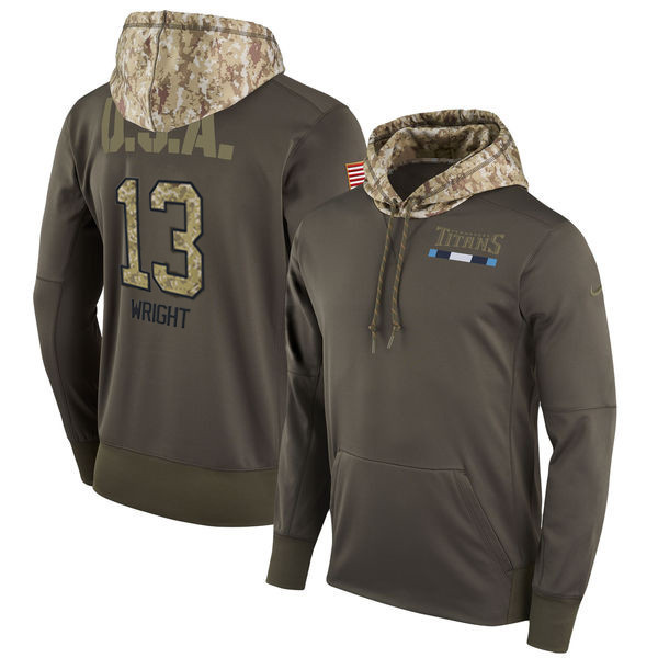  Titans 13 Kendall Wright Olive Salute To Service Pullover Hoodie