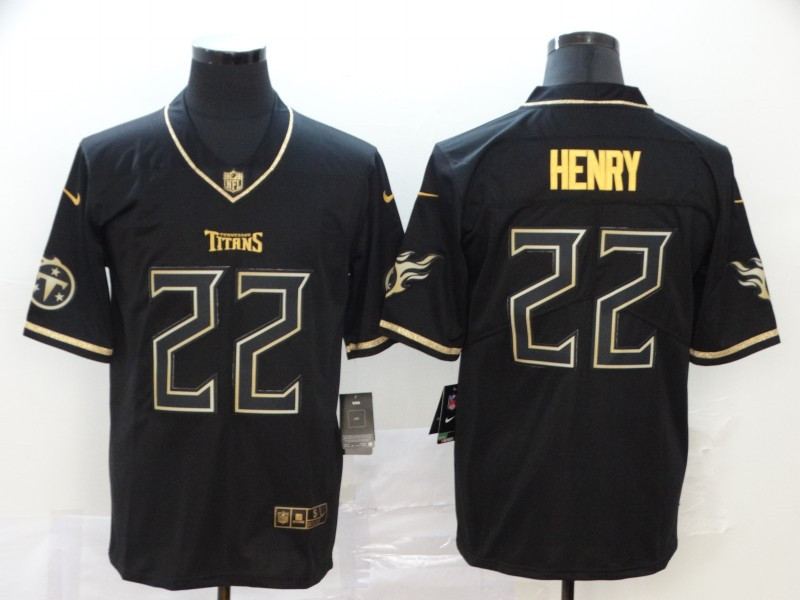 Nike Titans 22 Derrick Henry Black Gold Throwback Vapor Untouchable Limited Jersey