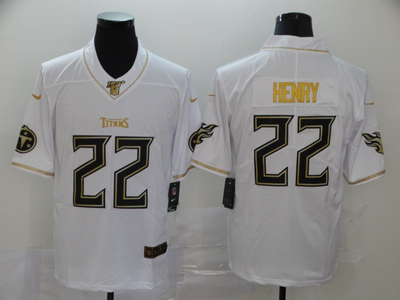 Nike Titans 22 Derrick Henry White Gold Vapor Untouchable Limited Jersey