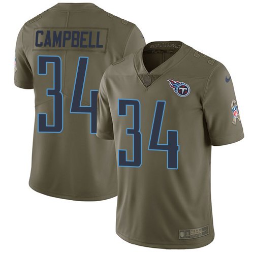  Titans 34 Earl Campbell Olive Salute To Service Limited Jersey