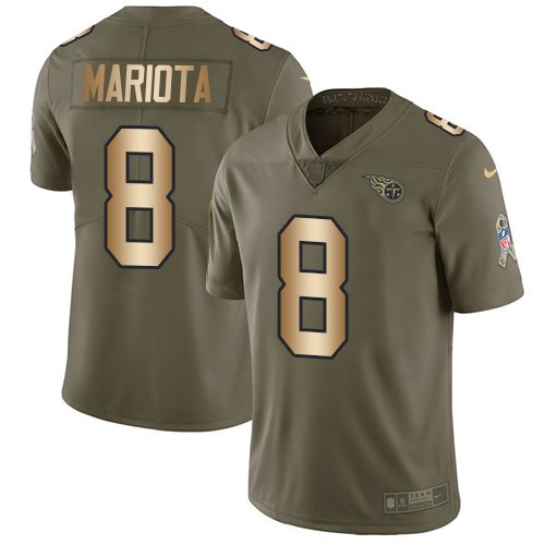  Titans 8 Marcus Mariota Olive Gold Salute To Service Limited Jersey