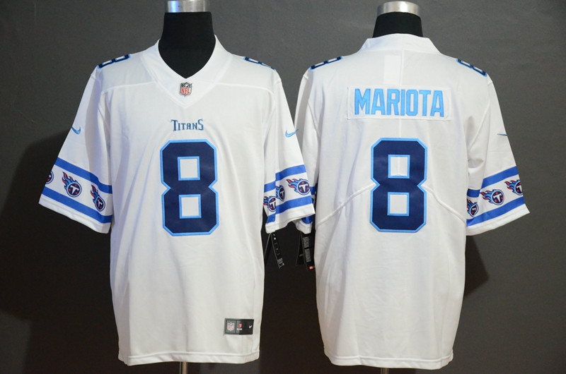 Nike Titans 8 Marcus Mariota White Team Logos Fashion Vapor Limited Jersey