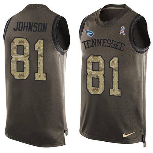  Titans 81 Andre Johnson Green Men Stitched NFL Limited Salute To Service Tank Top Jersey