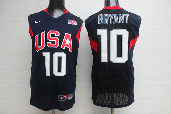  USA 2008 Olympic Dream Team Ten 10 Kobe Bryant Blue Basketball Jersey