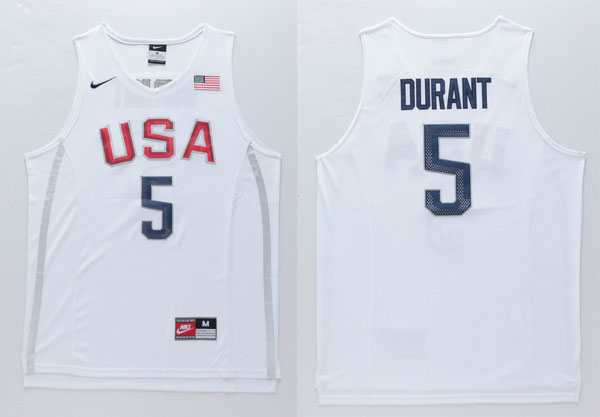  USA 2016 Olympic Dream Team Twelve 5 Kavin Durant White Basketball Jersey