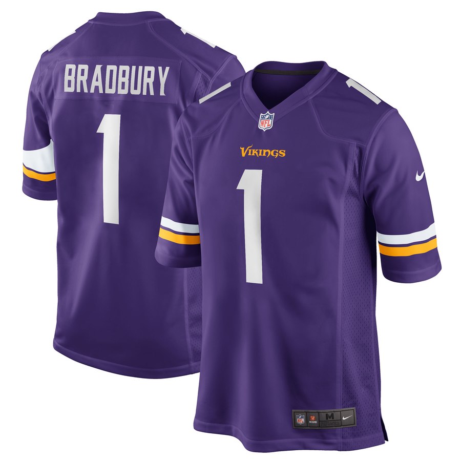 Nike Vikings 1 Garrett Bradbury Purple 2019 NFL Draft First Round Pick Vapor Untouchable Limited Jersey