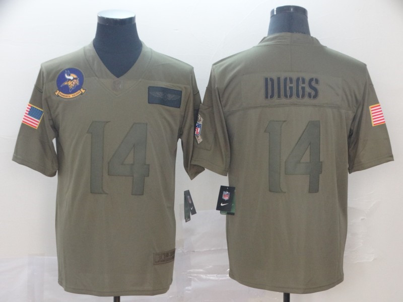 Nike Vikings 14 Stefon Diggs 2019 Olive Salute To Service Limited Jersey