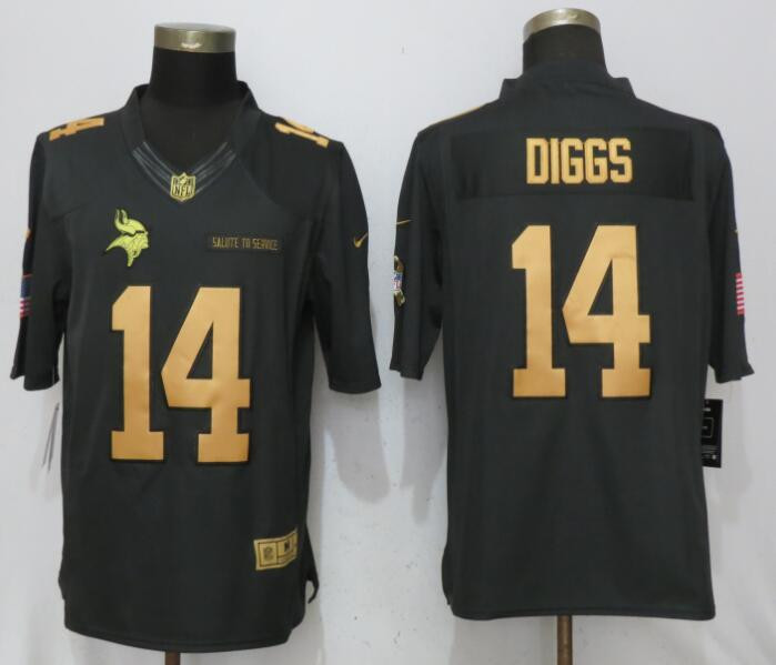  Vikings 14 Stefon Diggs Anthracite Gold Salute To Service Limited Jersey