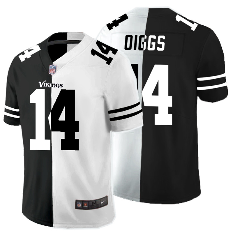 Nike Vikings 14 Stefon Diggs Black And White Split Vapor Untouchable Limited Jersey