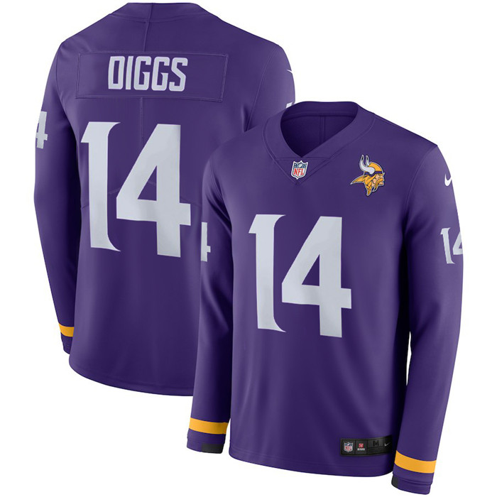  Vikings 14 Stefon Diggs Purple Long Sleeve Limited Jersey