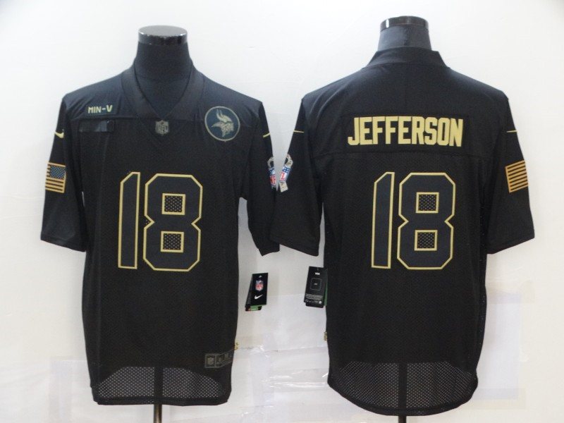 Nike Vikings 18 Justin Jefferson Black 2020 Salute To Service Limited Jersey