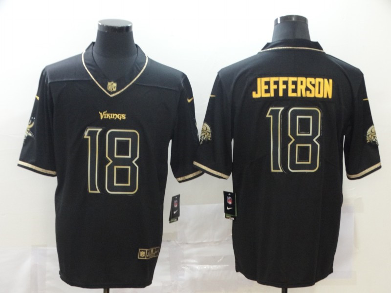 Nike Vikings 18 Justin Jefferson Black Gold Vapor Untouchable Limited Jersey