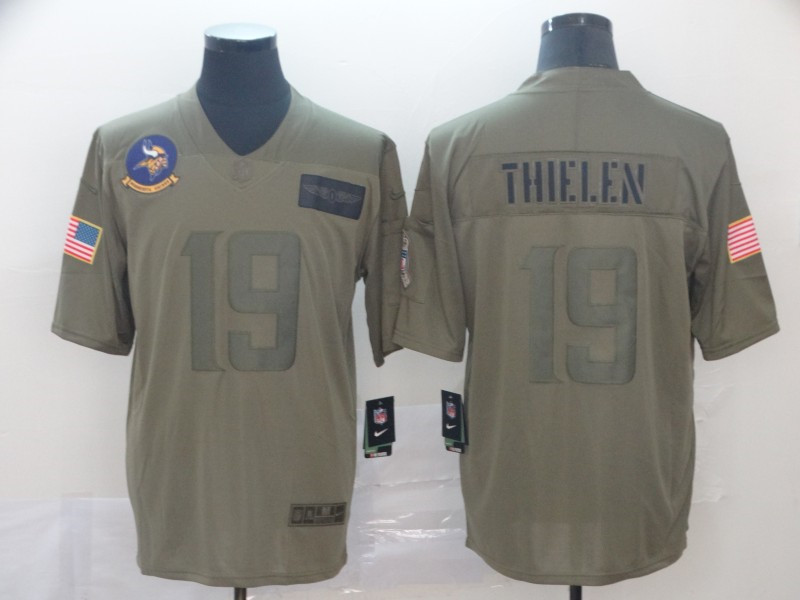 Nike Vikings 19 Adam Thielen 2019 Olive Salute To Service Limited Jersey