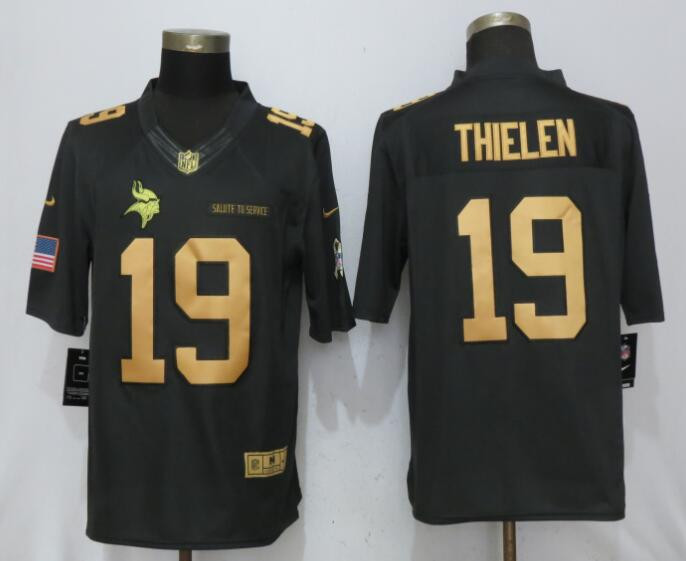  Vikings 19 Adam Thielen Anthracite Gold Salute To Service Limited Jersey