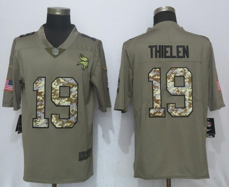  Vikings 19 Adam Thielen Olive Camo Salute To Service Limited Jersey