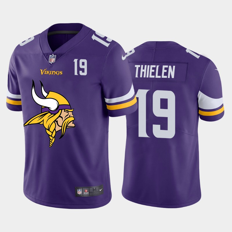 Nike Vikings 19 Adam Thielen Purple Team Big Logo Number Vapor Untouchable Limited Jersey