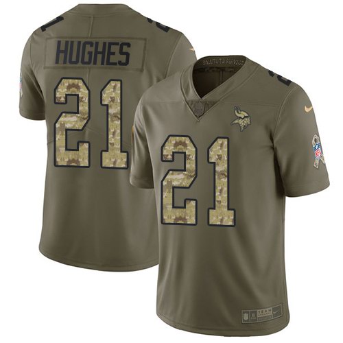 Vikings 21 Mike Hughes Olive Camo Salute To Service Limited Jersey