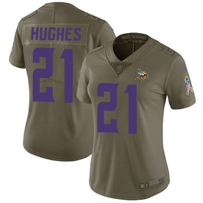 Vikings 21 Mike Hughes Olive Women Salute To Service Limited Jersey