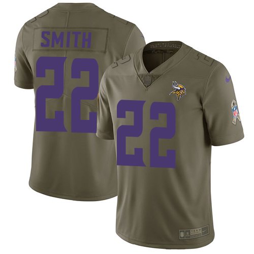  Vikings 22 Harrison Smith Olive Salute To Service Limited Jersey