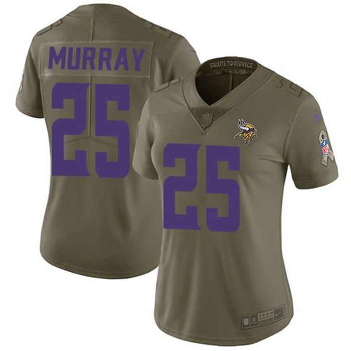  Vikings 25 Latavius Murray Olive Camo Women Salute To Service Limited Jersey