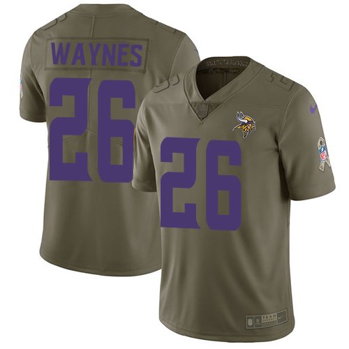  Vikings 26 Trae Waynes Olive Salute To Service Limited Jersey