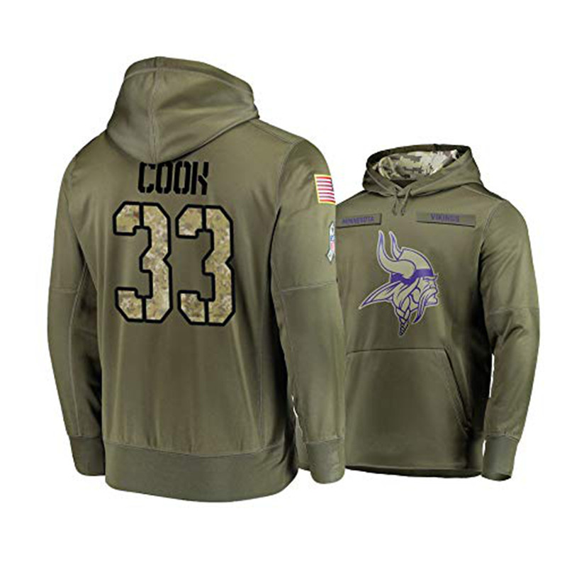 Nike Vikings 33 Dalvin Cook 2019 Salute To Service Stitched Hooded Sweatshirt
