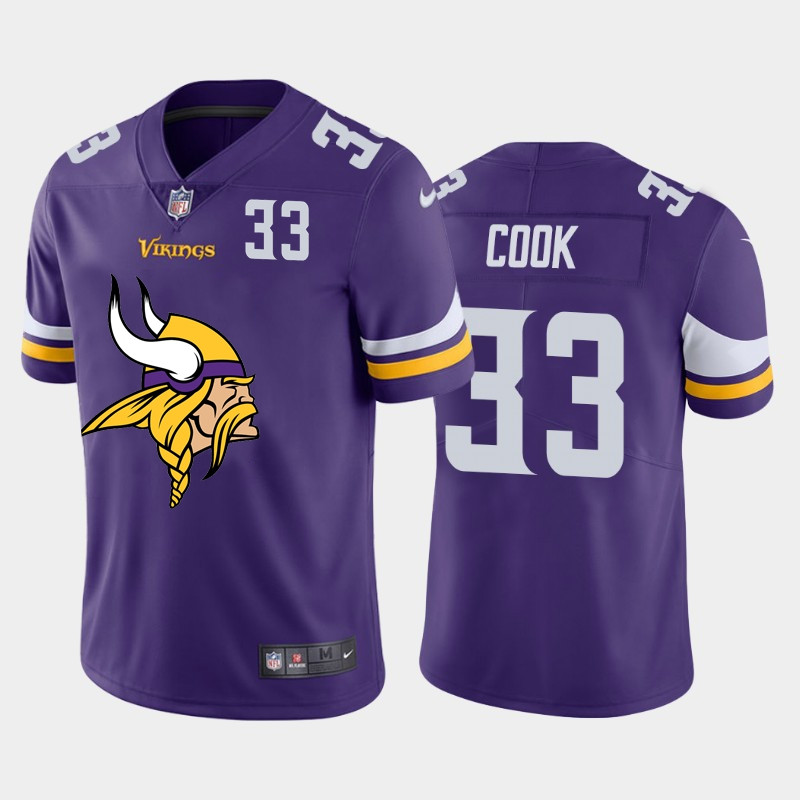 Nike Vikings 33 Dalvin Cook Purple Team Big Logo Number Vapor Untouchable Limited Jersey