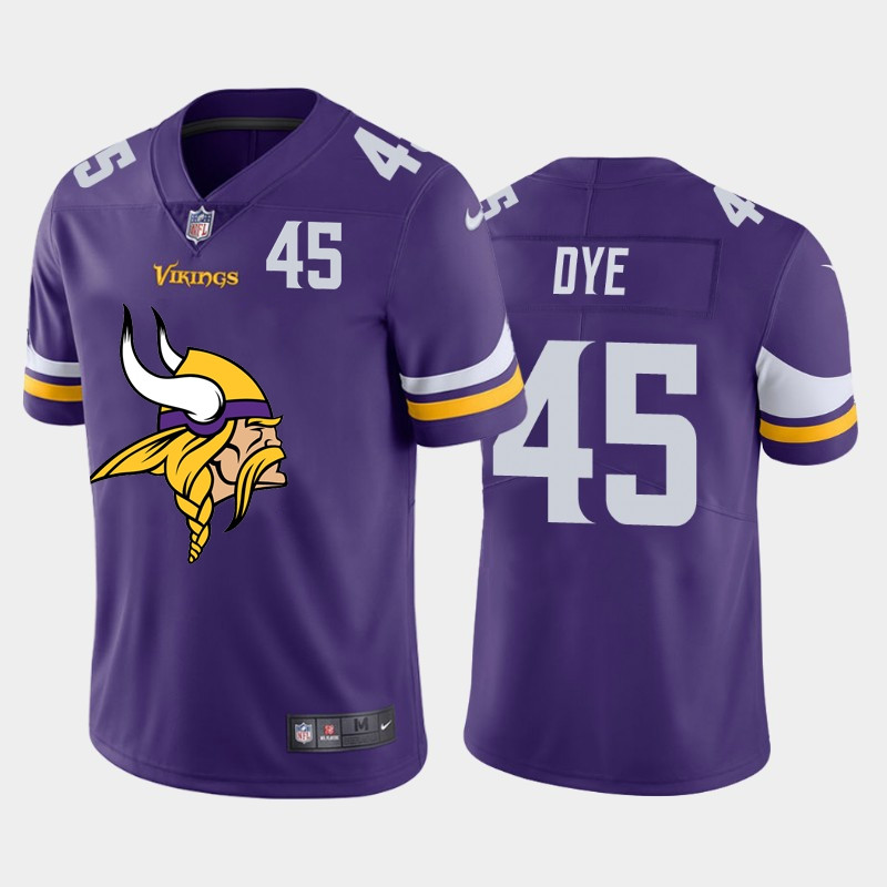 Nike Vikings 45 Troy Dye Purple Team Big Logo Number Vapor Untouchable Limited Jersey