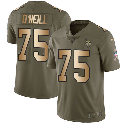  Vikings 75 Brian O'Neill Olive Gold Salute To Service Limited Jersey