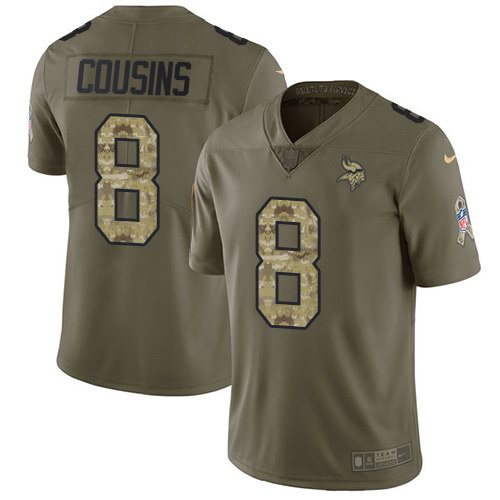  Vikings 8 Kirk Cousins Olive Camo Salute To Service Limited Jersey
