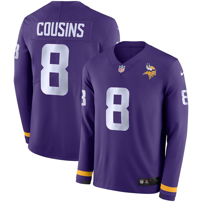  Vikings 8 Kirk Cousins Purple Long Sleeve Limited Jersey