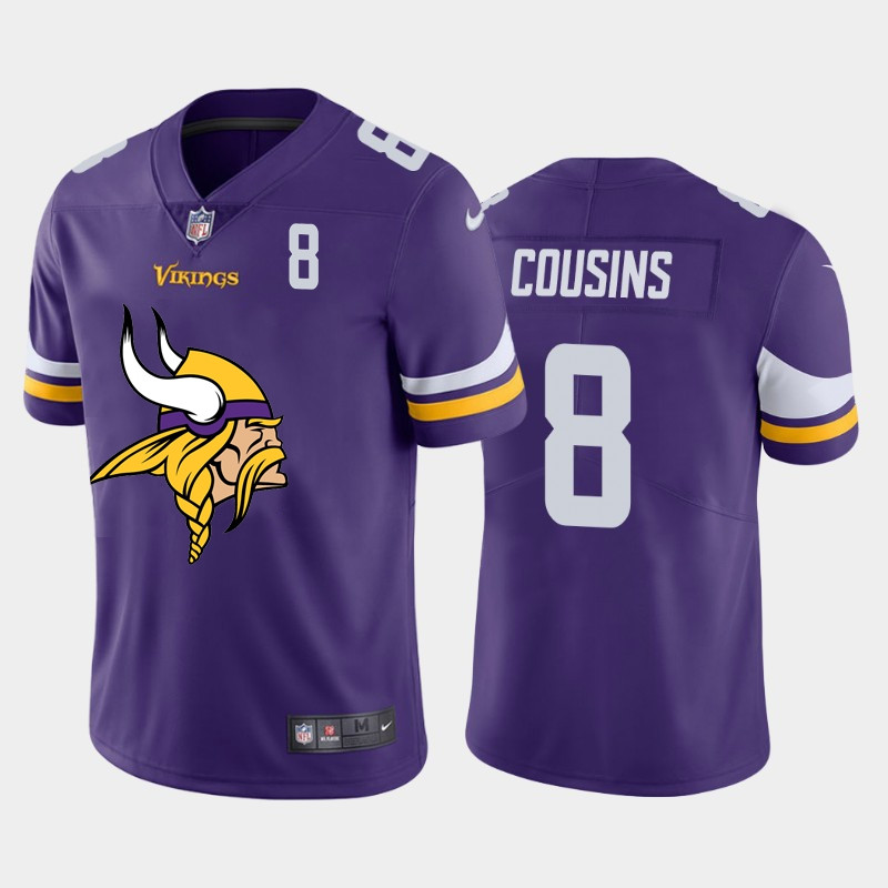 Nike Vikings 8 Kirk Cousins Purple Team Big Logo Number Vapor Untouchable Limited Jersey