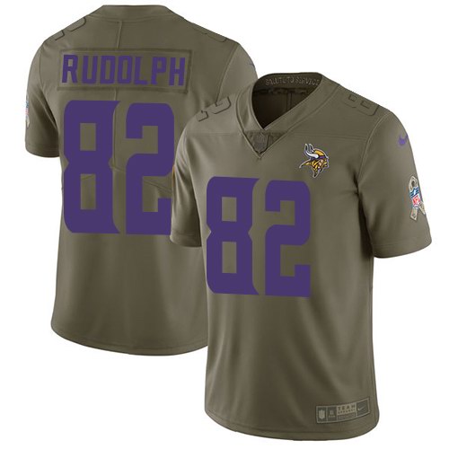  Vikings 82 Kyle Rudolph Olive Salute To Service Limited Jersey