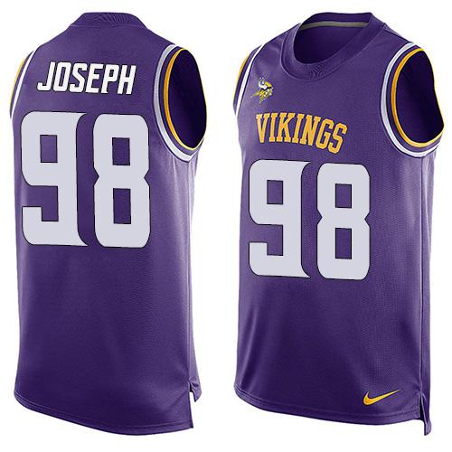 Vikings 98 Linval Joseph Purple Team Color Men Stitched NFL Limited Tank Top Jersey