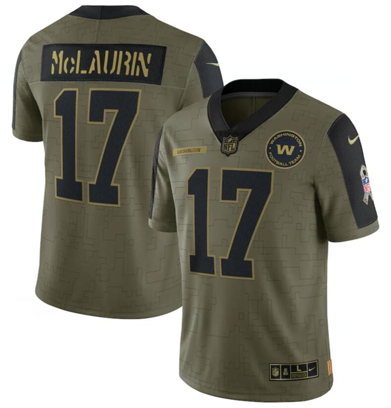 Nike Washington Football Team 17 Terry McLaurin  Olive 2021 Salute To Service Limited Jersey