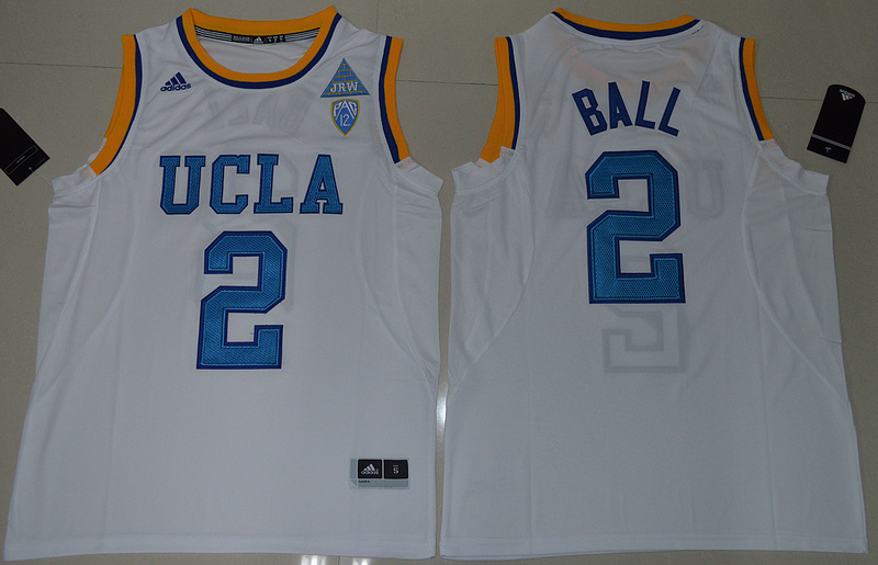 2017 UCLA Bruins Lonzo Ball 2 College tees Authentic White Jersey