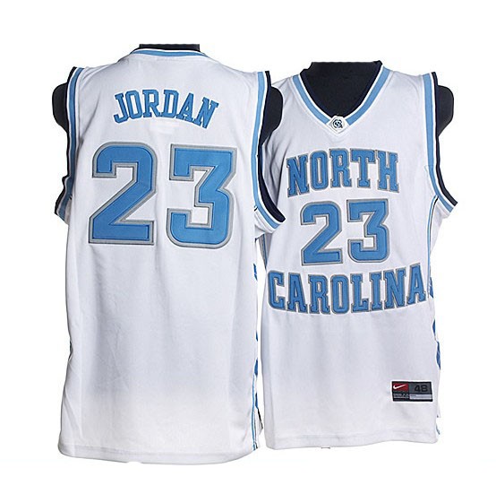 North Carolina Jordan 23 White Throwback Jerseys