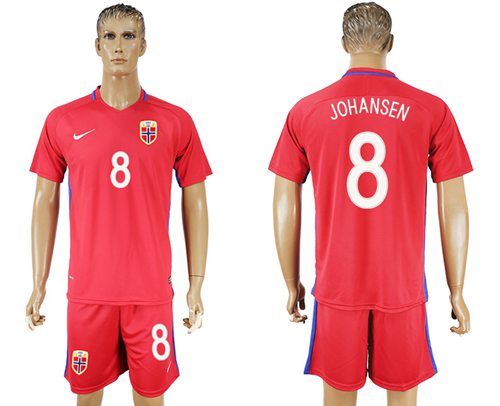 Norway 8 Johansen Home Soccer Country Jersey