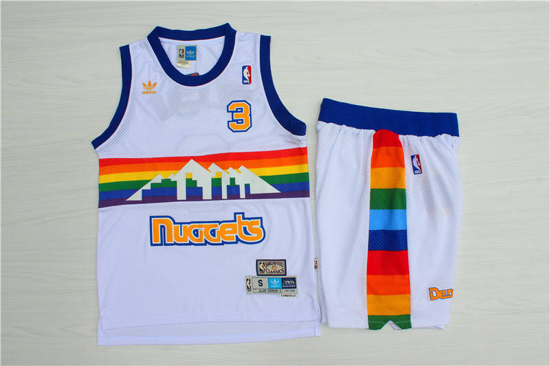 Nuggets 3 Allen Iverson White Hardwood Classics Jersey(With Shorts)