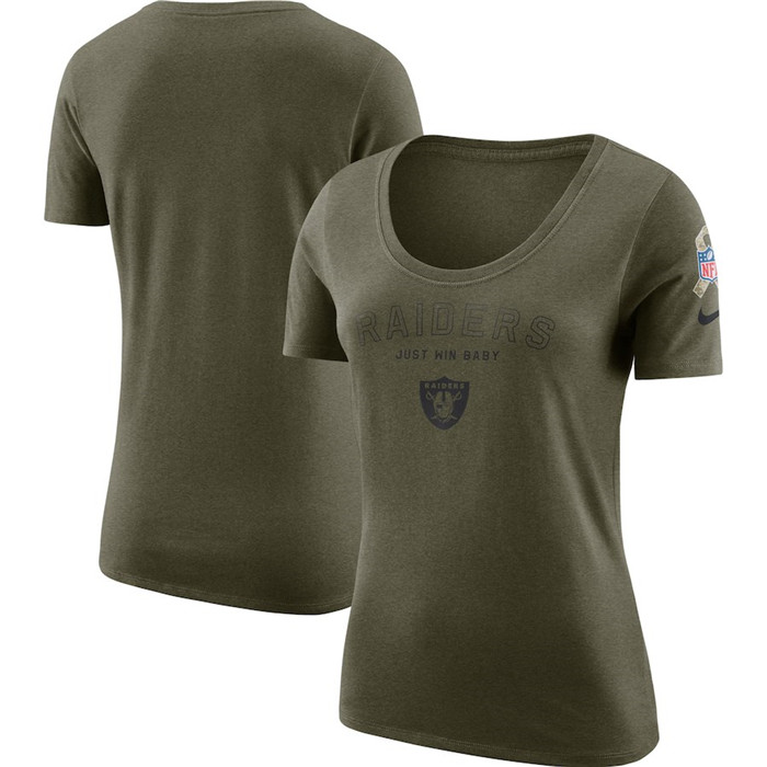 Oakland Raiders  Women's Salute to Service Legend Scoop Neck T Shirt Olive