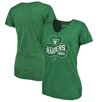 Oakland Raiders Pro Line by Fanatics Branded Women's St. Patrick's Day Paddy's Pride Tri Blend T Shirt Green