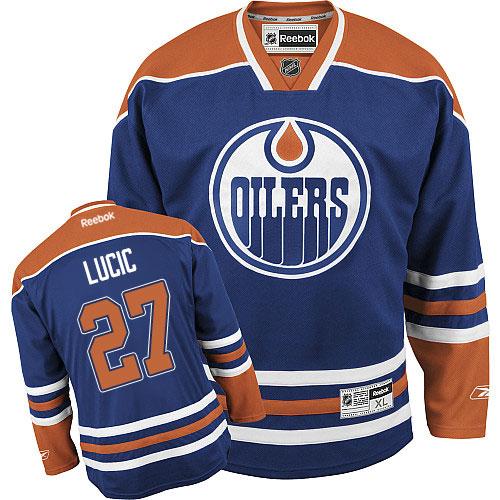 Oilers 27 Milan Lucic Light Blue Home Stitched NHL Jersey